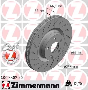 Stabdžių diskas ZIMMERMANN 400.5502.20