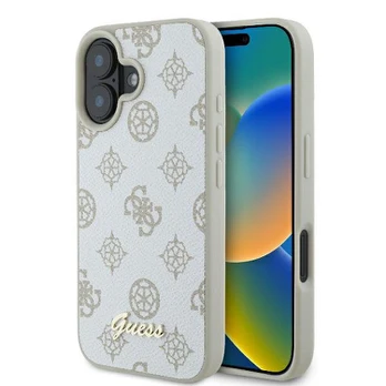 Guess GUHMP16SPGPYSH iPhone 16 6.1" balta/baltas hardcase Peony Script Logo MagSafe