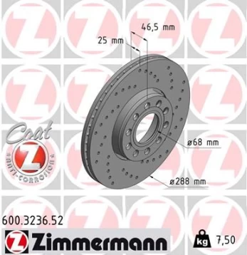 Stabdžių diskas ZIMMERMANN 600.3236.52