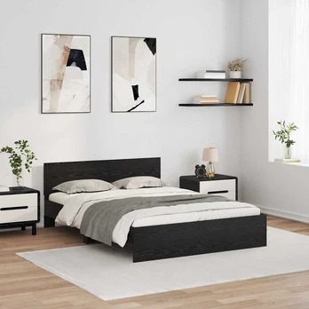 Lovos rėmas Juodas ąžuolas 135 x 190 cm Apdirbta mediena