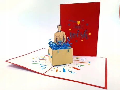 Mergvakaris, striptizo šokėjas, gimtadienio atvirukas 3d