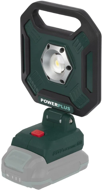 Statybinis prožektorius, pastatomas Powerplus, 20 W, 2000 lm, 6500 °K, IP67, žalia sp.