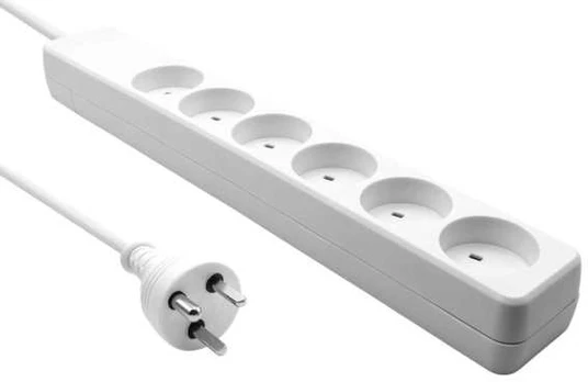 MicroConnect Danish EDB Power Strip 6-way Baltas 5m cable