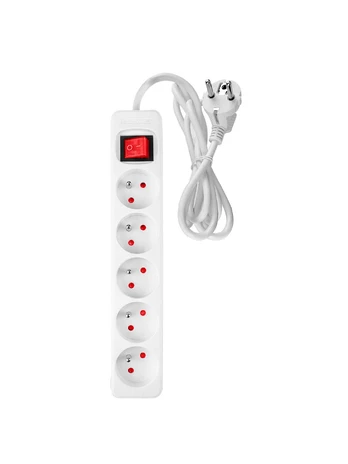 Išpardavimas // Przedłużacz listwowy 3m, 3x1.5mm2, 5G, biały, ON/OFF
