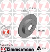 Stabdžių diskas ZIMMERMANN 540.5304.20 kaina