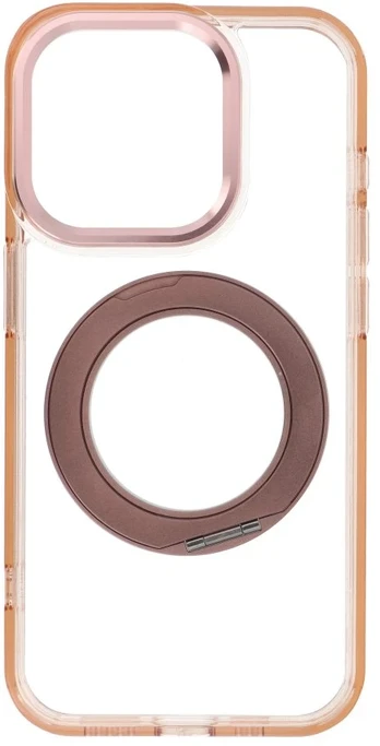 Dėklas Oem Case for iPhone 15 Pro Frame Circle Stand compatible with MagSafe auksinis