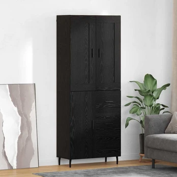 Aukštas spintelė 2 pcs Juodas ąžuolas 69,5 x 34 x 180 cm