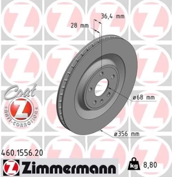 Stabdžių diskas ZIMMERMANN 460.1556.20