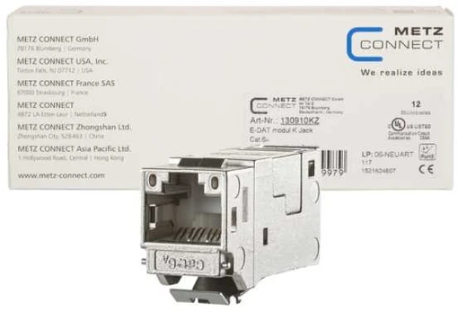 METZ CONNECT E-DAT modulis Keystone Cat.6A lizdas 180°, PU iš 12