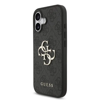 Dėklas Guess PU 4G Metal Logo Apple iPhone 17 pilkas