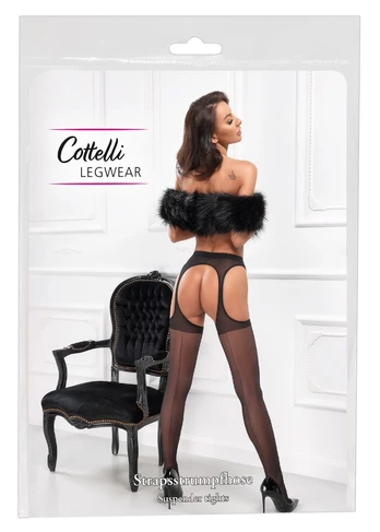 Cottelli Legware kojinės su keliaraiščiu, juodos, 20 DEN, dydis 2