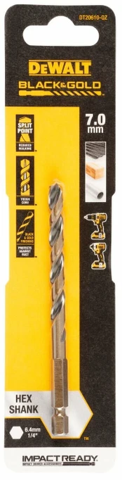 Grąžtas metalui HEX 1/4, 7,0 mm, DeWALT