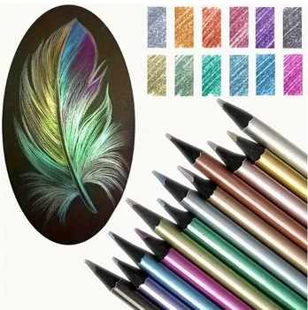 Spalvoti pieštukai Metallic, 12 vnt.
