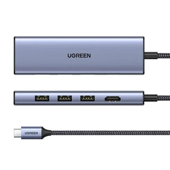 Adapteris HUB UGREEN CM511 USB-C prie HDMI, 3x USB-A 3.0, SD/TF