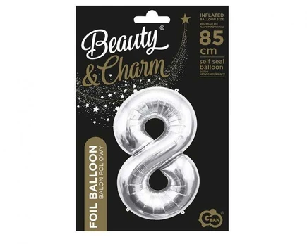 GoDan BALON foliowy Cyfra 8 sebrna 85 cm