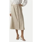 Vero Moda Midi sijonas Melaney 10304134 Smėlio Regular Fit
