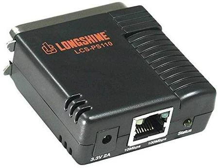 Šakotuvas Longshine Printserver 10/100 1x Parallel small/WEB Managem.