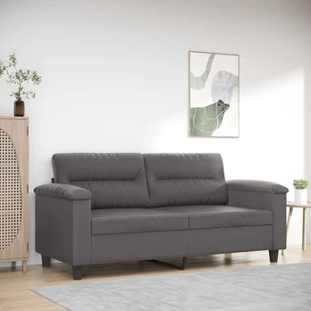 Dvivietė sofa, pilkos spalvos, 140cm, dirbtinė oda