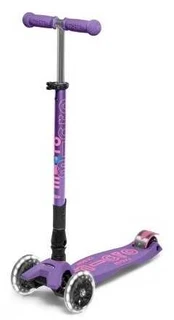 Micro Sveicarija Maxi Micro Deluxe sulankstomas paspirtukas LED Violetinis
