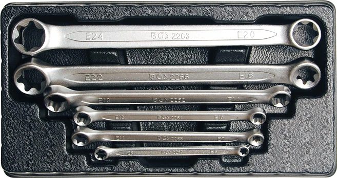 Raktų rinkinys E tipo (torx) galvutėmis | E6xE8 - E20xE24 | 6 vnt. (2268)