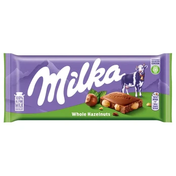 Šokoladas MILKA WHOLENUTS, 95 g