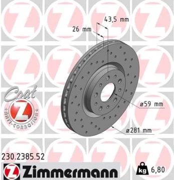 Stabdžių diskas ZIMMERMANN 230.2385.52