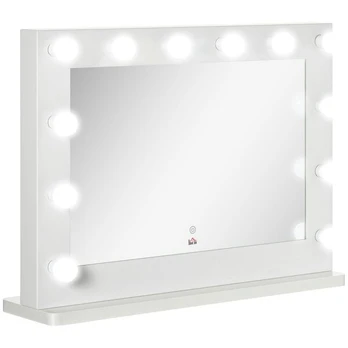 Kosmetinis veidrodis su LED apšvietimu 80 x 60 cm baltas
