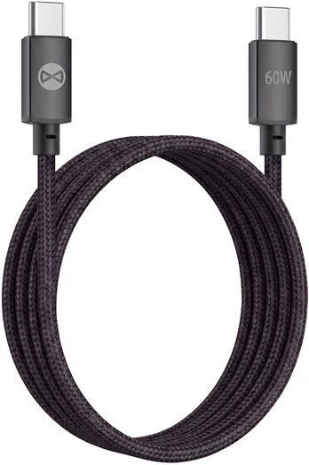 Telforceone Forever Vibe cable USB-C - USB-C 1,0 m 60W dark pilkas
