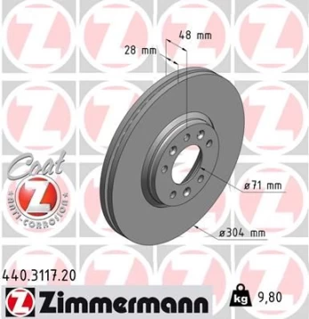 Stabdžių diskas ZIMMERMANN 440.3117.20