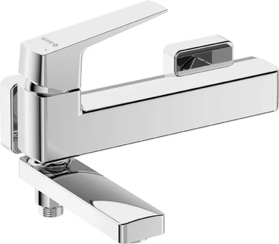 Wall-mounted bathtub mixer - with folding spout