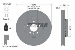 TEXTAR 92253825 Two-piece brake Disc kaina
