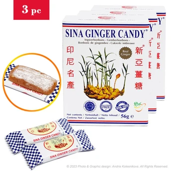 Imbierinės pastilės, Ginger Candy, SINA, 3x56g