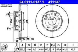 ATE 24.0111-0137.1 Brake Disc kaina