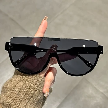Dideli saulės akiniai unisex, Pilkas objektyvas