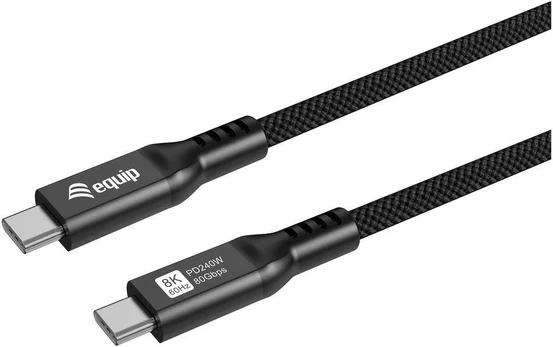 Equip Kabelis USB-C4.0->C 80Gbps PD240W St/St 1.20m juodas