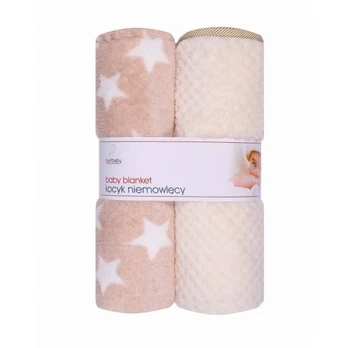 Blanket - 875 - CORAL + PRINT 3D - 2 PACK - size 80x90 - ECRU