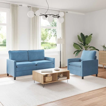 Sofa Sofos komplektas 2 pcs Mėlyna Audinys