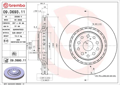 BREMBO 09.D693.11 Brake Disc