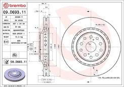 BREMBO 09.D693.11 Brake Disc kaina