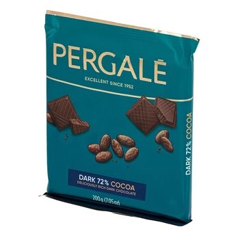Juodasis šokoladas 72% PERGALĖ, 200 g