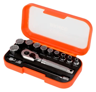 Bahco 1/4" Square Drive Socket Set with Metric Bi-Hex Profile - 13 Pcs