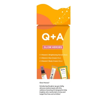 Q+A GLOW HEROES Gift Set Odos priežiūros priemonių rinkinys su vitaminu C, 1vnt