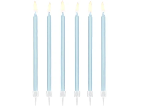 Blue Mėlyna Plain birthday candles, light mėlynas, 14cm (1 pkt / 12 pc.)