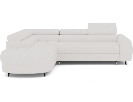 Vesteria left-hand corner sofa with sleeping function and storage compartment, white bouclé, Modern, White
