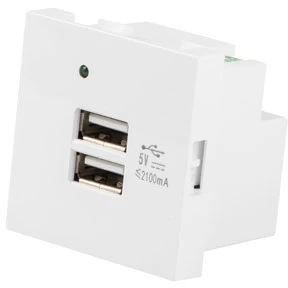 Jungtis Lanberg AC 230V USB Socket, 45 x 45 mm, balta