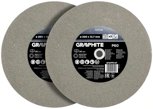 Graphite Šlifavimo diskai 200 x 20/16/12,7 x 20 mm, P60, 2 vnt.