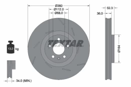 TEXTAR 92334105 Brake Disc kaina