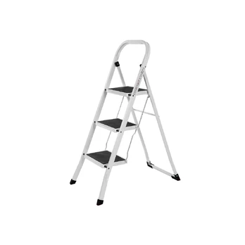 Songmics Namų ūkio kopėčios 3 pakopos Baltos spalvos