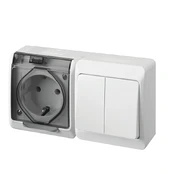 Elektro Plast SOCKET+2G.SWITCH HERMES IP44 Baltas/Pilkas kaina