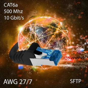 Cat6a tinklo kabelis 1m raudonas Sftp Pimf 10000 Mbit/s